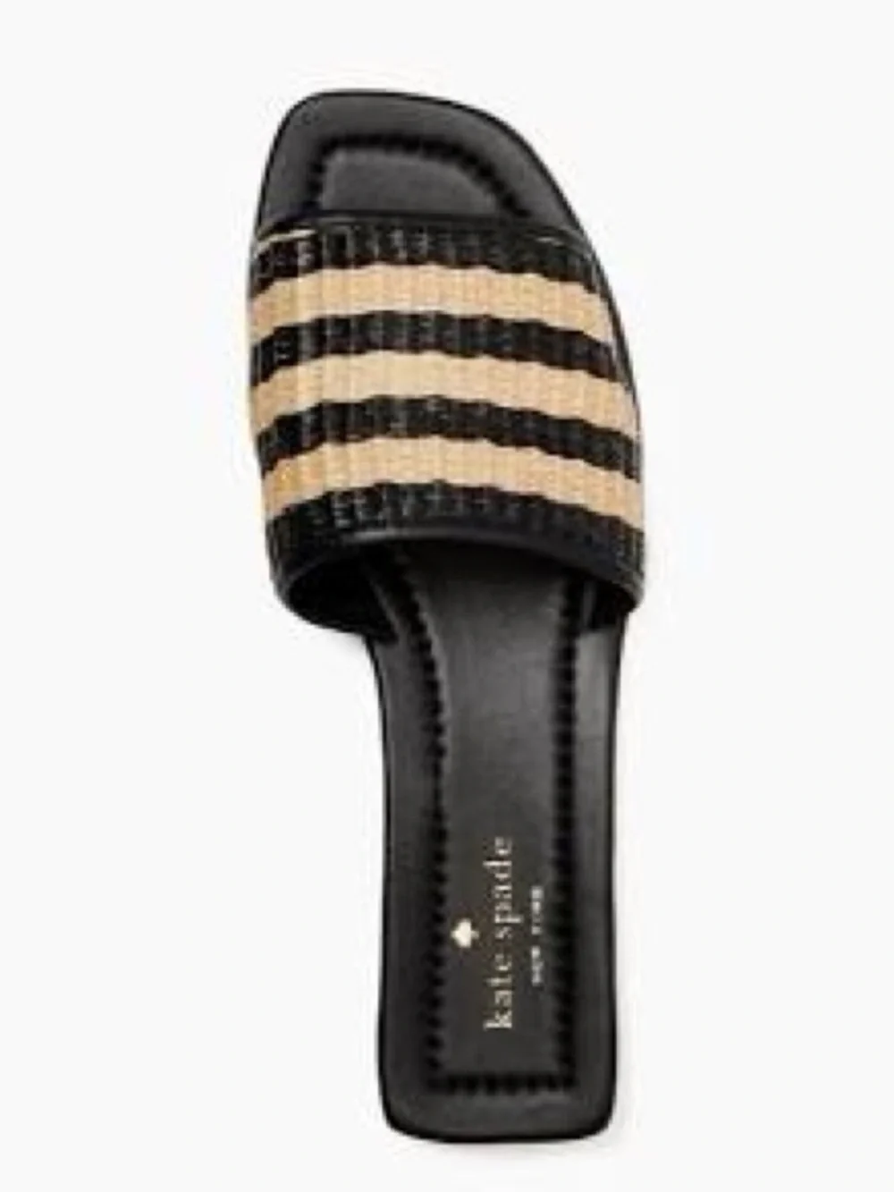 NWOT Kate Spade New York ‘Juiliane’ Raffia Slide Sandals in Black Stripe Sz 5.5